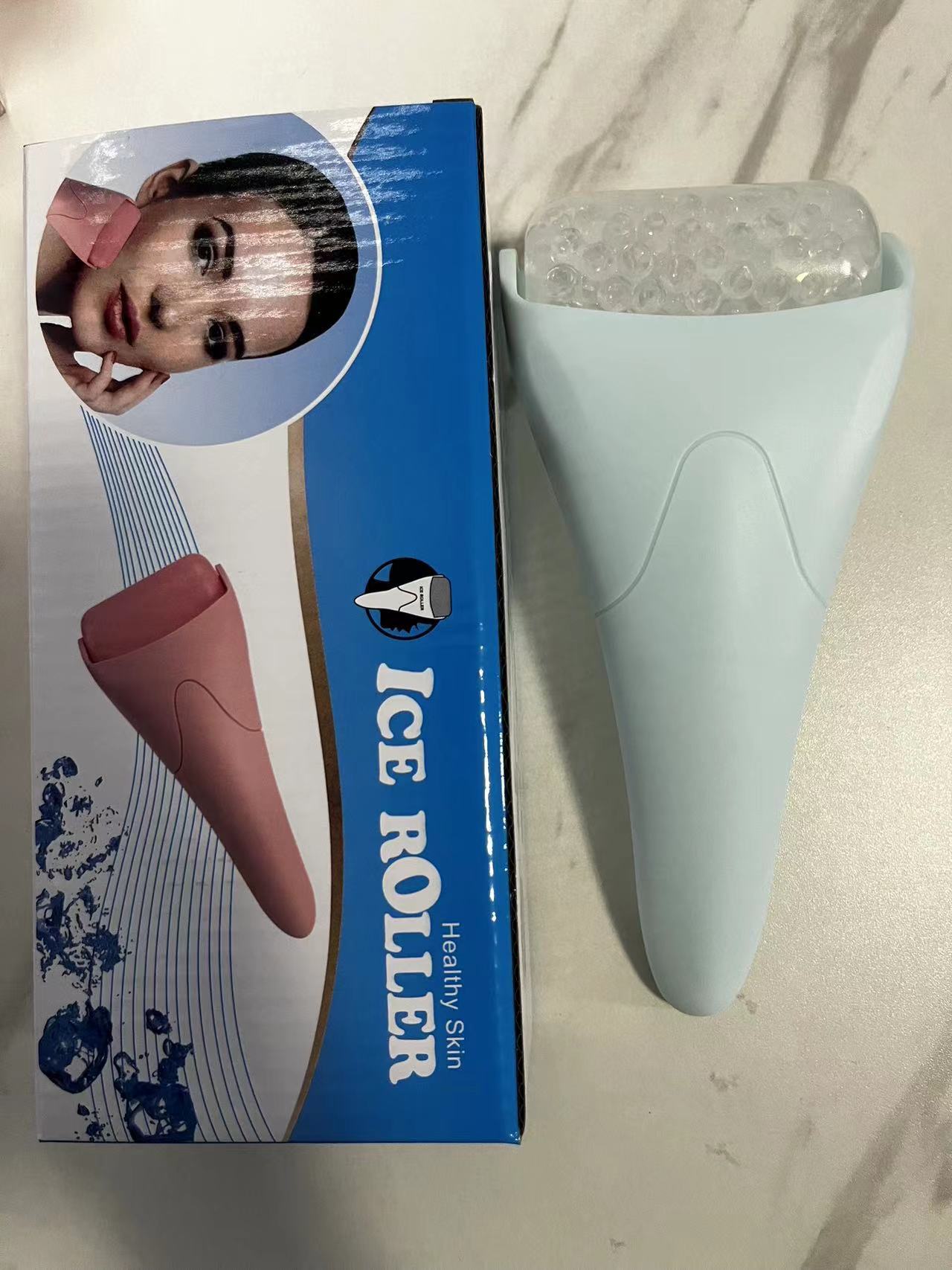 Perspectiv+ cooling ice roller facial massage tool with cold-therapy roller balls in a gift box