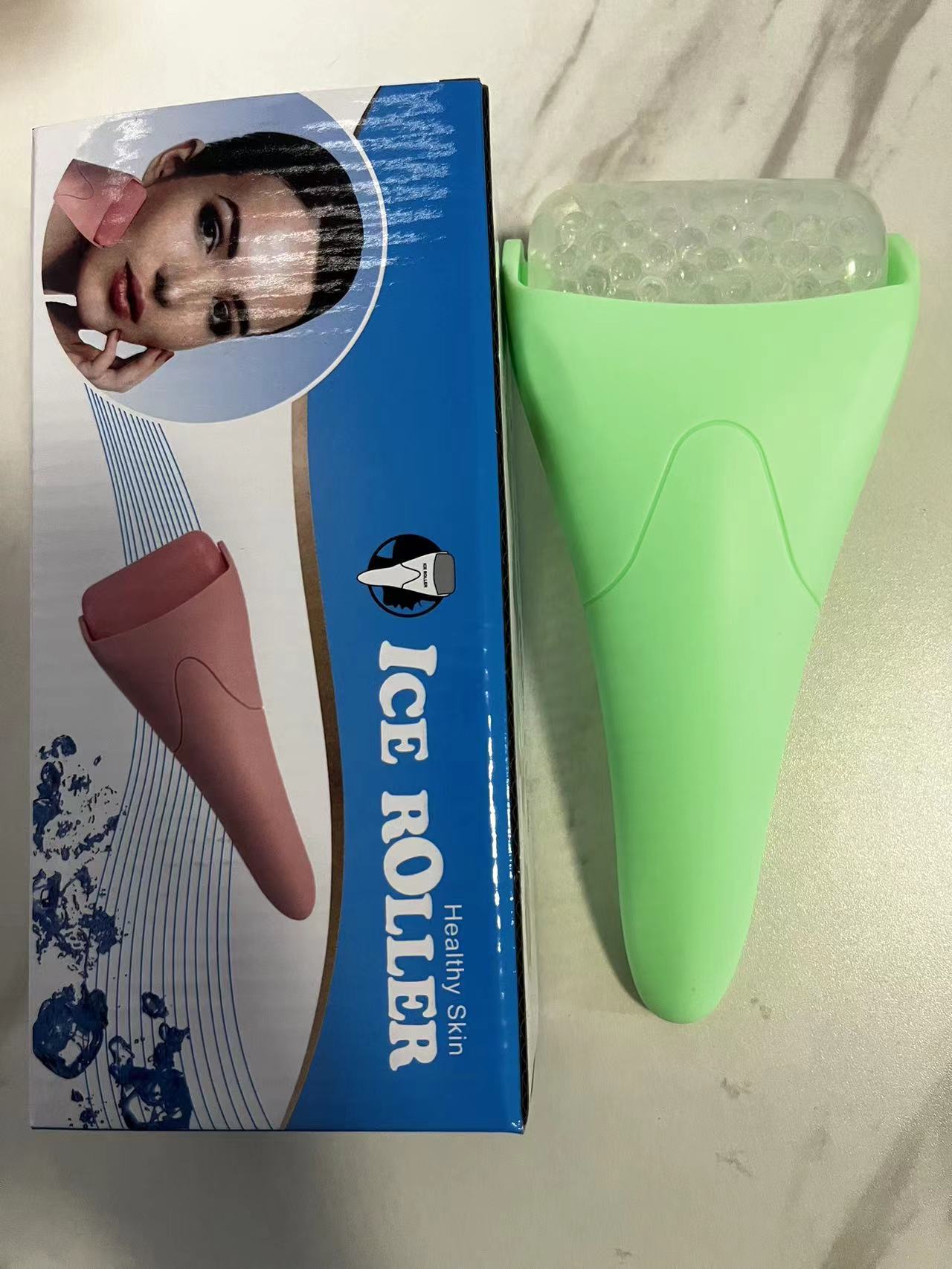 Perspectiv+ cooling ice roller facial massage tool with cold-therapy roller balls in a gift box